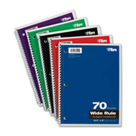 TOPS Tops TOP65031 Wirebound Notebooks; Wide Ruled; 10.5 in. x 8 in.; 100 Shts; Ast TOP65031